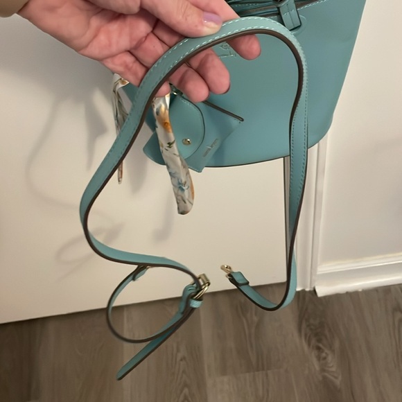 Nanette Lepore Satchel Handbag Sky Blue with Scarf and Cardholder - Picture 4 of 6